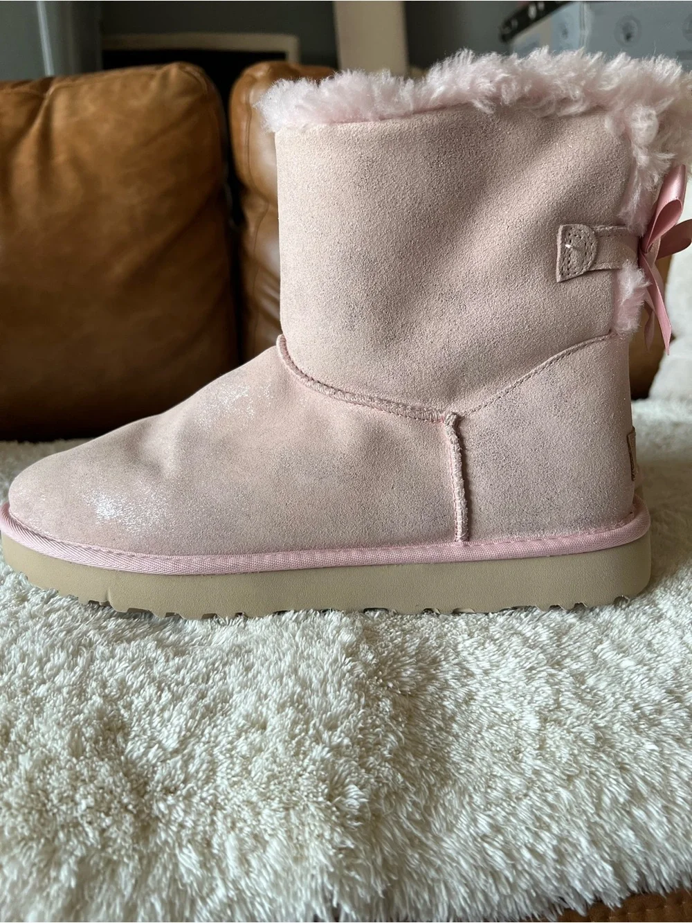 UGG Pink Glitter Classic Short Boots